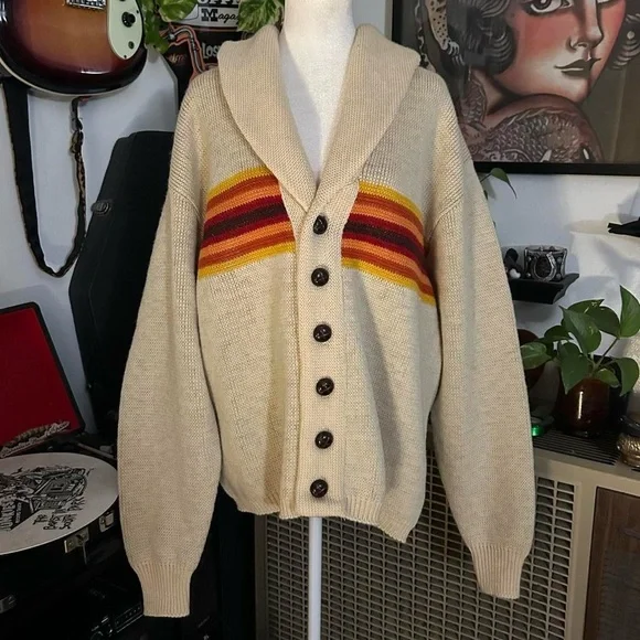 Vintage 1970s Pendleton Creme Western Wear Cardigan Sweater - Picture 8 of 8